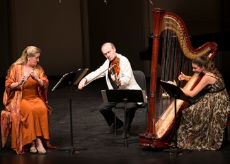  - Flutist-Tara-Helen-OConnor-violist-Paul-Neubauer-harpist-Bridget-Kibbey.-Music@Menlo-8-3-2013.-Brian-Benton